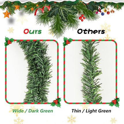 Deluxe 54Ft Artificial Non-Lit Soft Green Garlands - Festive Holiday Decor for Indoor and Outdoor Use Christmas Garland