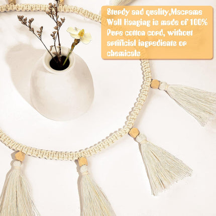 Boho Macrame Tassel Garland Hanging Banner for Classroom Cotton Tassel Home Decor Nursery Room Decorative Wall Woven Hangings for School Supplies Party Decor(4 Pieces,47.2 Inch)