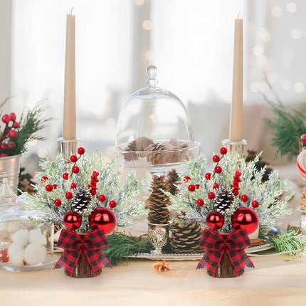 XJar Small Christmas Tree, Tabletop Artificial Mini Christmas Tree, 9 Inch Artificial Small Potted for Christmas, Suitable for Family Gathering, Indoor Fireplace Christmas Decoration