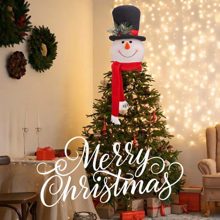 Christmas Tree Topper Snowman Hugger Santa Christmas Tree Topper Xmas Holiday Winter Wonderland Party Year Decoration Ornament Supplies