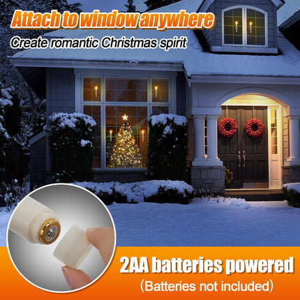 Christmas Window Flameless Candles Lights - 2-in-1 LED Brightness Adjustable Candle with Timer, Removable Candlestick, Suction Cup, Xmas Lamps Decoration 6 Pack