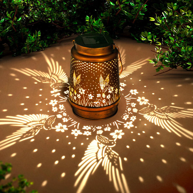 Hummingbird Solar Lantern Outdoor Hanging, Metal Bird Decor Waterproof LED Decorative Light for Garden Patio Yard Lawn Backyard Front Porch, Christmas Thanksgiving Birthday s for Women Mom Grandma