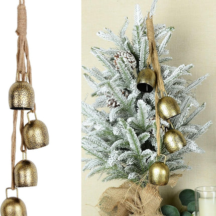 Cow Bell,Bells Ornament ,Christmas Bells for Decoration,Decorative Bells,Metal Tibetan Inspired Meditation Decorative Cow Bell with Jute Hanging Rope