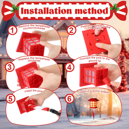 6 Pack Solar Chrismas Pathway Lights Outdoor Waterproof LED Landscape Lights Decoration Candy Cane Stake Light for Garden Yard Patio Lawn Driveway Walkway (Warm White,6)