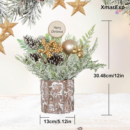Small Christmas Tree Mini Christmas Tree with Balls Tabletop Tree Artificial Xmas Tree Table top Christmas Tree Decoration for Home Party, Wedding, Office Table
