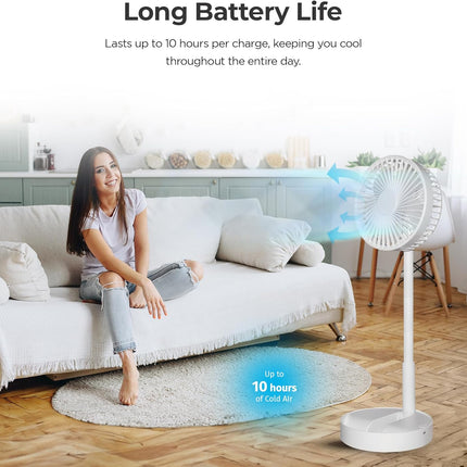 My Foldaway Rechargeable Fan, All In 1 Folding Fan For Bedroom/Desk And More, Portable Travel Fan Fits In Suitcase, 10 Hour Batte