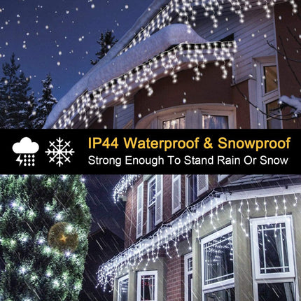 gresonic Icicle String Lights 200 LEDs,16.4ft with 40 Drops Waterproof Indoor Outdoor Connectable Lights Plug in for Christmas Birthday Party Backdrops Gazebo Decorations(Cool White)