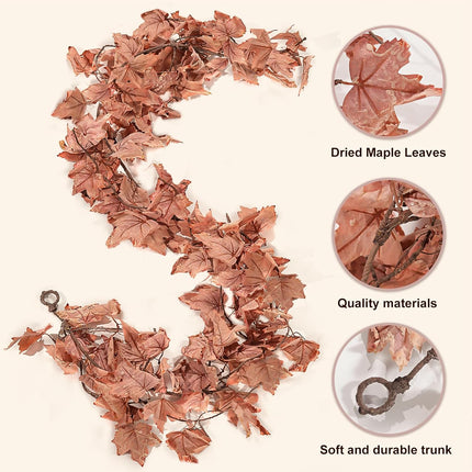 Pink Fall Garland, Fall Garland Maple Leaf, 6FT/PCS for Thanksgiving Christmas Home Outdoor Wedding Decoration (1Pcs) -C