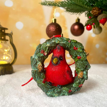 Christmas Decorations Cardinal Wreath Christmas Tree Decorations Hanging Red and Green Christmas Ornaments Resin Holiday Year Home Decor Ornaments