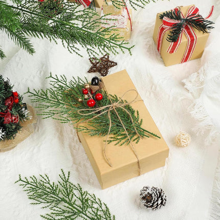 Artificial Pine Branches, 100 Pcs Faux Green Pine Needles Greenery Cedar Twigs Stems for Christmas Decorations Holiday Craft DIY Garden Garland Wreath Xmas Winter Home Decor