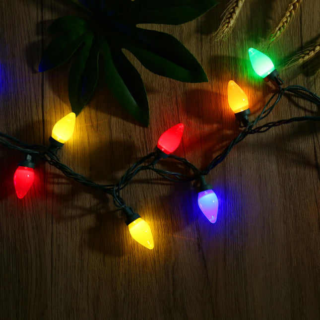 C7 Bulbs Classic Christmas Lights - 50 LED 31ft Strawberry String Light - Extendable 8 Modes Funtion with Timer Fairy Lighting for Outdoor, Indoor, Party, Home, Tree Decorations