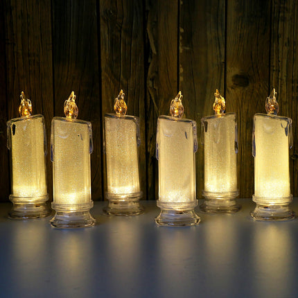 6 PCS Christmas Warm White LED Flameless Candles - Flickering Ramadan Decorative Pillar Candles Battery Operated Candles with Light for Home Christmas Wedding Birthday