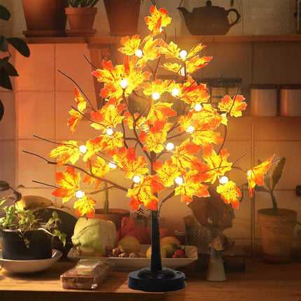 FUCHSUN 24 LED Tabletop Fall Maple Tree Light Lighted Bonsai Autumn Tree with 8 Lighting Modes & Timer for Party Wedding Christmas Thanksgiving Home Decoration