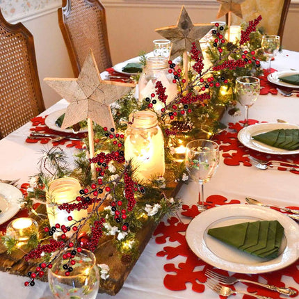 DearHouse 6Ft Red Berry Christmas Garland Clearance, Berry Garland Wired Stems with Assorted Large Red and Black Berries for Holiday Winter Year Decor