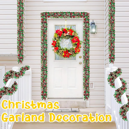 50 Feet Christmas Tinsel Garland,Metallic Twist Hanging Wreath Shiny Xmas Tree Ornament for Home,Stairs,Indoor,Outdoor Decorations,Party Supplies(Red,Green,Silver)