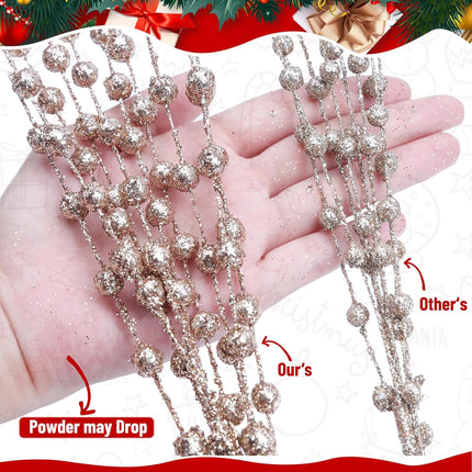 24-Pack Champagne Christmas Tree Ornaments, Christmas Tree Picks, Artificial Glitter Branches 17 Inch Christmas Berry Branches for Christmas Tree, Vase, Holiday, Wedding, Party Decor