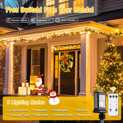 JMEXSUSS Christmas Lights Outdoor: 132ft 400 LED Christmas Tree Lights with Remote - Warm White Christmas String Lights Plug in for Indoor Bush Decorations