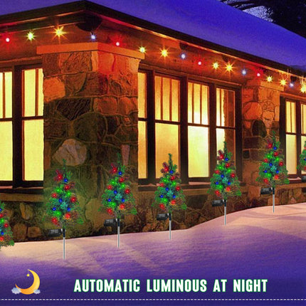 Solar Christmas Tree Garden Stake Lights Waterproof Christmas Decorations Tree Lights Outdoor Xmas Tree Light Christmas décor Pathway Lights Patio Yard (Green, 4pcs)