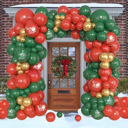 Ouddy Life Christmas Balloon Garland Arch Kit, 181 pcs Christmas Party Decorations Red Green Gold Snowman Christmas Tree Ballooons for Christmas Xmas Holiday Birthday Baby Shower Year Supplies