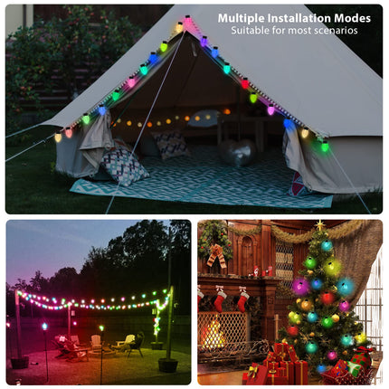 Smart Christmas Lights C9, 17FT 25 LED Outdoor String Lights, Work with Alexa and Google Assistant, Outdoor String Lights for Patio Xmas Tree Roofline Party Indoor