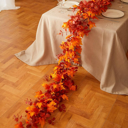 Thanksgiving Decorations - Fall Decor - Fall Garland - 9FT Autumn Maples Leaf Garland for Autumn Decor Hanging Vine Garland for Halloween Thanksgiving Decor Home Wedding Fireplace Party Christmas