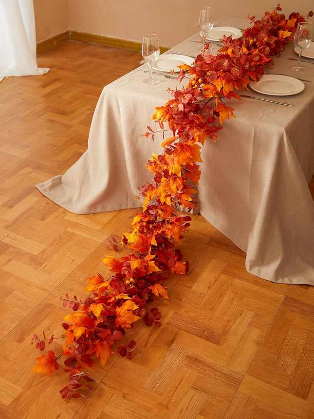 Thanksgiving Decorations - Fall Decor - Fall Garland - 9FT Autumn Maples Leaf Garland for Autumn Decor Hanging Vine Garland for Halloween Thanksgiving Decor Home Wedding Fireplace Party Christmas
