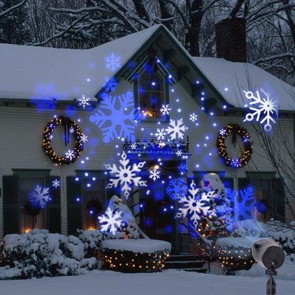 Vanthylit Christmas Projector Lights Outdoor, White Blue Snowflakes Projection Outside, Waterproof LED Landscape Christmas Light for Window Yard House Party Xmas Indoor Decor