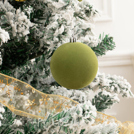 3.15" Green Velvet Christmas Ball Ornaments Set, 16 pcs Flocked Green Xmas Tree Decoration, Large Shatterproof Decorative Hanging Balls for Party Holiday Wreath Garland Home Décor