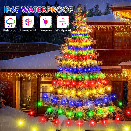 Christmas Decorations Lights 696 LED 24FT Christmas Lights Outdoor with 9 Strands Waterfall Lights 8 Modes IP65 Waterproof for Xmas Yard Garden Holiday Wedding Party