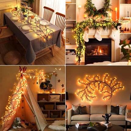 Willow Vine Lights with Remote, 7.9Ft 144 LEDs Christmas Indoor Home Decorations Flexible Enchanted Fairy Lights, Artificial Plants Tree Branches Lighted for Wall Bedroom Living Room Decor (1 Pack)