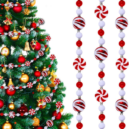10 Feet Candy Garland for Christmas Tree Candy Cane Garland Peppermint Christmas Decorations Fake Crystal Glitter Candy Decor Christmas Tree Garland for Xmas Home Decoration