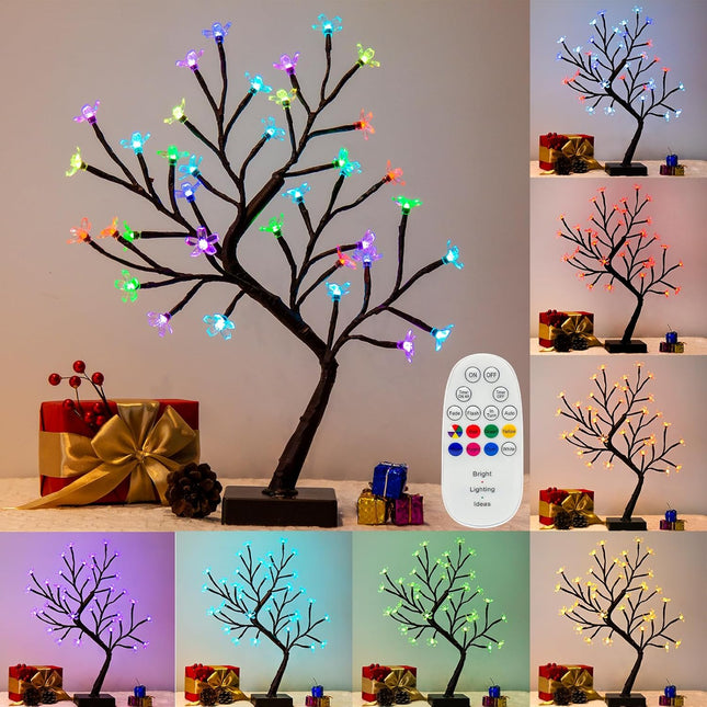 Vanthylit Multicolor Cherry Blossom Tree Lights with Remote Control, 36 LED Color Changing Cherry Blossom Decor, RGB Christmas Tree Lamp for Indoor Outdoor Home Party Holiday Christmas Decorations