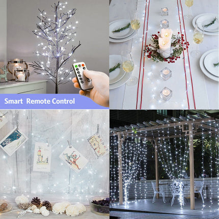 buways Fairy Lights,2-Pack Battery Operated Waterproof Cool White 50 LED Fairy String Lights,16.4ft Silver Wire Light with Remote Control for Christmas Parties,Garden and Home Decoration