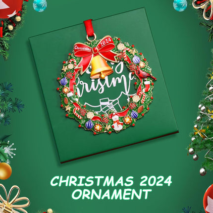 Venhoo Christmas Ornament Decoration for Christmas Tree Hanging Gold Metal Christmas Wreath Keepsake Annual Ornaments Holiday Decorative Xmas s for Family Friends