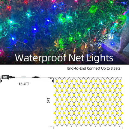 Smart Net Lights for Bushes 150LED 6ft x 4ft, DIY Lightshow RGB Halloween Mesh Lights, Connectable Waterproof with Timer Bluetooth Christmas Net Lights for Bushes Outdoor Yard Shrub Tree Decoration