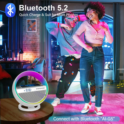 Bluetooth Speaker with Lights Wireless Charging Speaker 4 in 1 with 3-Hour Rechargeable Battery, Table lamp Christmas Birthday s for Kids