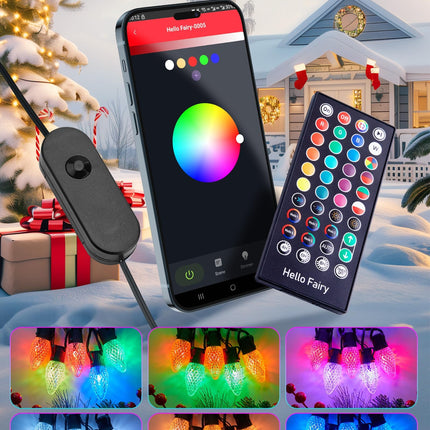 Brightown C9 LED Christmas Lights Outdoor, 150LED RGB Smart Christmas Tree Lights Music Sync DIY APP Controlled, Waterproof Connectable C9 String Lights for House Indoor Patio Xmas Decoration