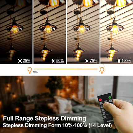 Outdoor Dimmer for String Lights, 560W Outdoor Dimmer Plug with Timer, IP65 Weatherproof Plug-in Dimmer Switch, 100FT Wireless Remote Control Dimmer for Led Lights or Lamp Patio Lights (3 Prong Plug)