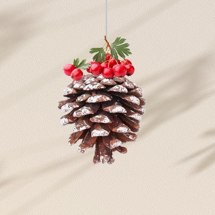 Christmas 30PCS Natural TIMOXMAS Pine Cones 1.5 to 2.5 inch Snow Frosting Pinecones with Hanging String, White Brown Pine Cone Decorations for DIY Crafts Holiday Wreath Garland Party Ornaments