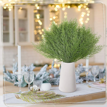 Sinmoe 60 Pcs Christmas Picks Artificial Pine Branches 13.7 Inch Faux Plants Cedar Sprig Pine Winter Leaves Christmas Snowy Greenery Branches for DIY Garland Home Garden Vase Decoration (Normal Style)