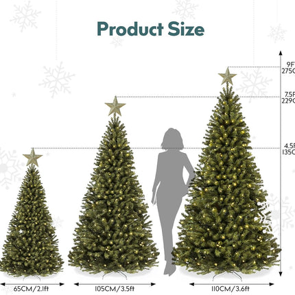 4.5FT Pre-Lit Faux Cashmere Christmas Tree, Snow Velvet Pine Needle Christmas Tree with 100 Warm White Lights with Ornaments, Collapsible Metal Base for Home Store Party Holiday Decorations