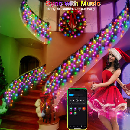 40+ Modes Smart Icicle Lights for Outside - 16.7Ft Connectable App Controlled Super Xtras 16 Million Color Changing Icicle Christmas Lights Outdoor Indoor Dimmable Timer Remote Waterproof