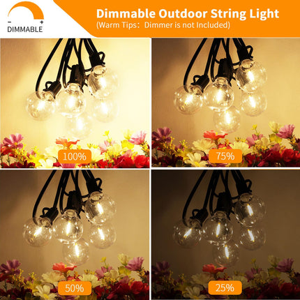 Svater Outdoor String Lights 200 FT, Patio Lights with 104 Shatterproof LED Bulbs, Commercial Grade Waterproof Plastic Hanging Lights for Bistro Backyard Cafe Market, Warm White 2700K (2 X 100 FT)