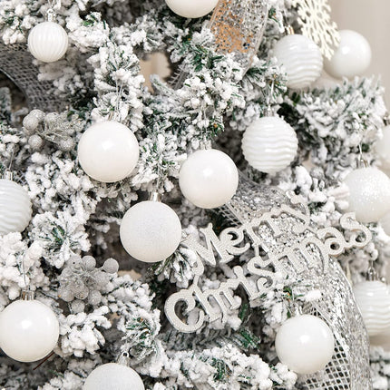 XmasExp 24ct Christmas Ball Ornaments Shatterproof Christmas Ornaments Set Decorations for Xmas Tree Balls Halloween Decorations (1.57''/40mm, White)