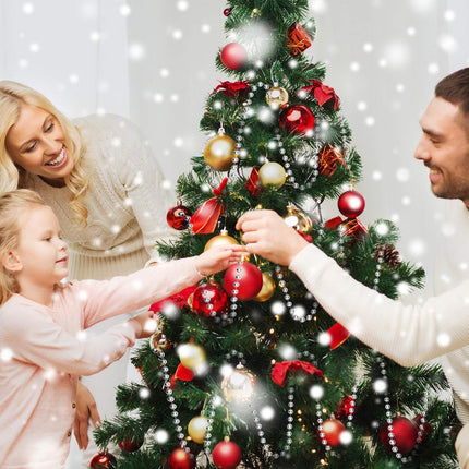 33 Feet Christmas Tree Beads Artificial Pearls Beads Garland Plastic Beads Roll for Christmas Wedding Party Decoration DIY Crafts (Silver)