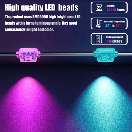 Permanent Outdoor Lights, 50ft Smart RGB LED Eaves Lights with APP Control, Waterproof for Christams, Wedding, Patry, Outdoor Decorations - 30LEDs
