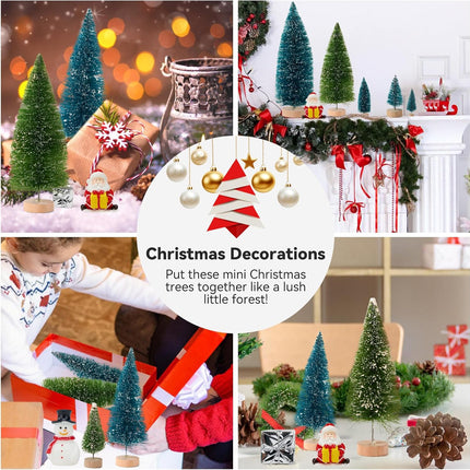 20PCS Mini Christmas Trees, Artificial Christmas Tree Bottle Brush Trees with Wooden Base, Small Christmas Tree for Christmas Tabletop Decorations, Holiday Winter Crafts (Green)