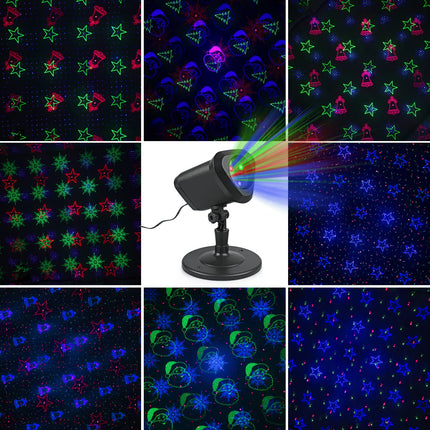 Christmas Laser Lights Outdoor, Christmas Projector Lights Outdoor with 9 Moving Red, Green, Blue Patterns, Remote Control, IP65 Waterproof for Outdoor Christmas, Decoration, Year, Holiday
