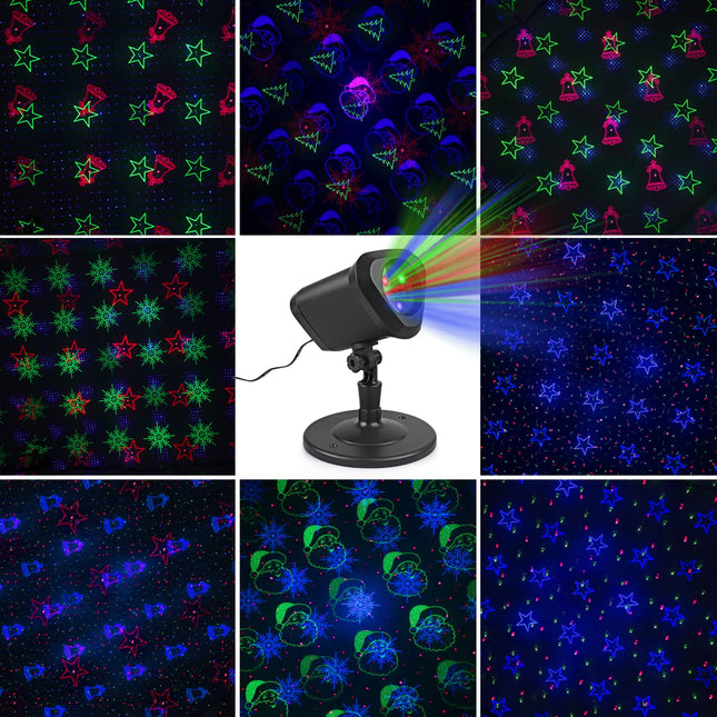 Christmas Laser Lights Outdoor, Christmas Projector Lights Outdoor with 9 Moving Red, Green, Blue Patterns, Remote Control, IP65 Waterproof for Outdoor Christmas, Decoration, Year, Holiday