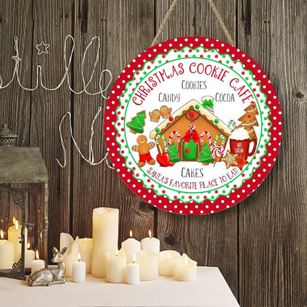 Christmas Cookie Cafe Christmas House Sign for Front Door Hanging Christmas House Sign for Porch Welcome Wood Hanging Sign Home Sign Decorations Outdoor Hangers (Christmas House)